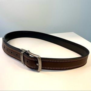 Brown & Black Double Sided Leather Dress Belt